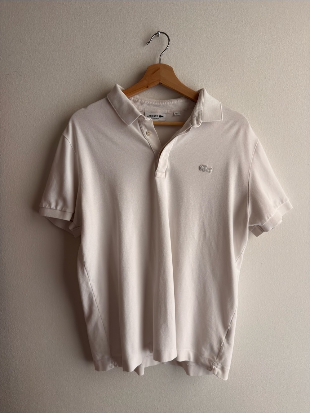 Lacoste Men's Light White Polo with Crocodile Emblem